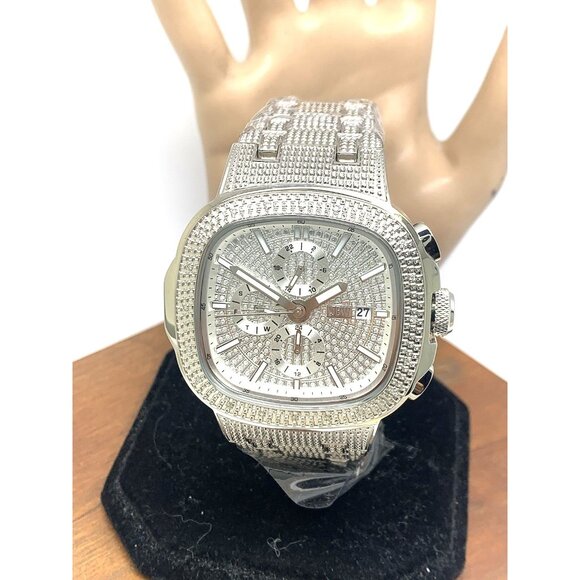 JBW Men's Watch J6380D Heist Diamond Quartz Silver Dial Stainless Steel 45mm - Picture 1 of 15